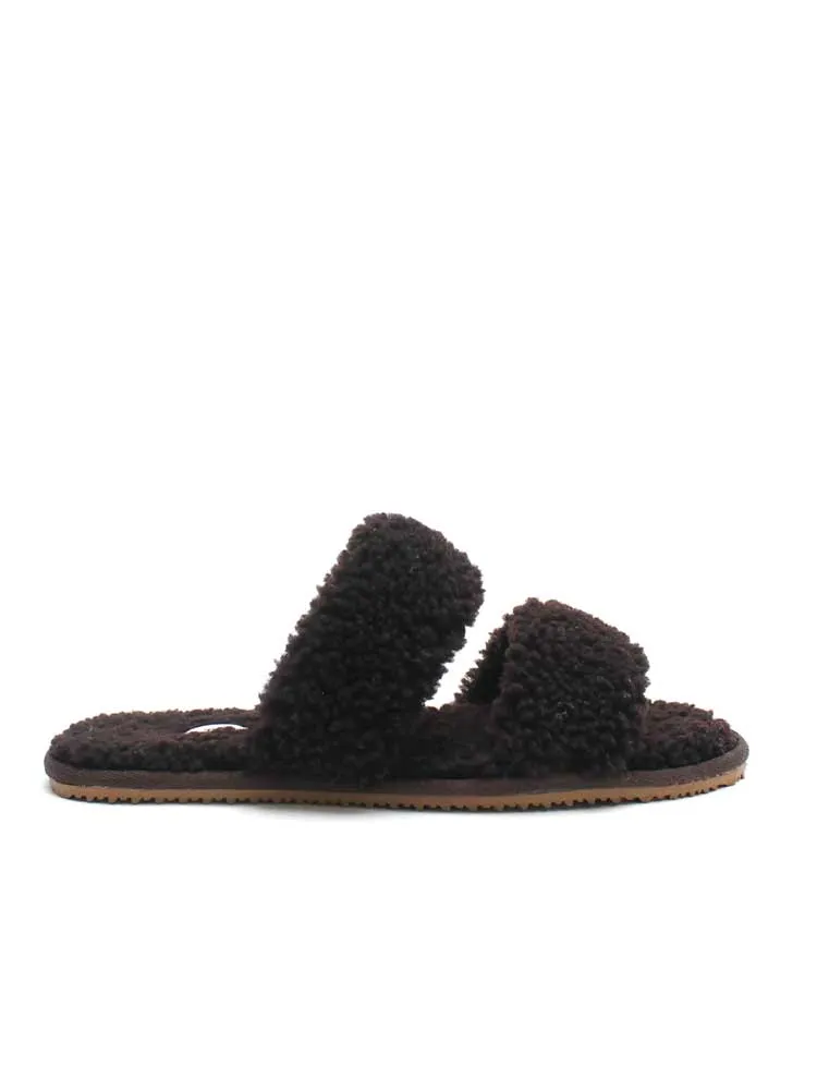 Double Strap Slipper Dark Choc