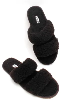 Double Strap Slipper Dark Choc