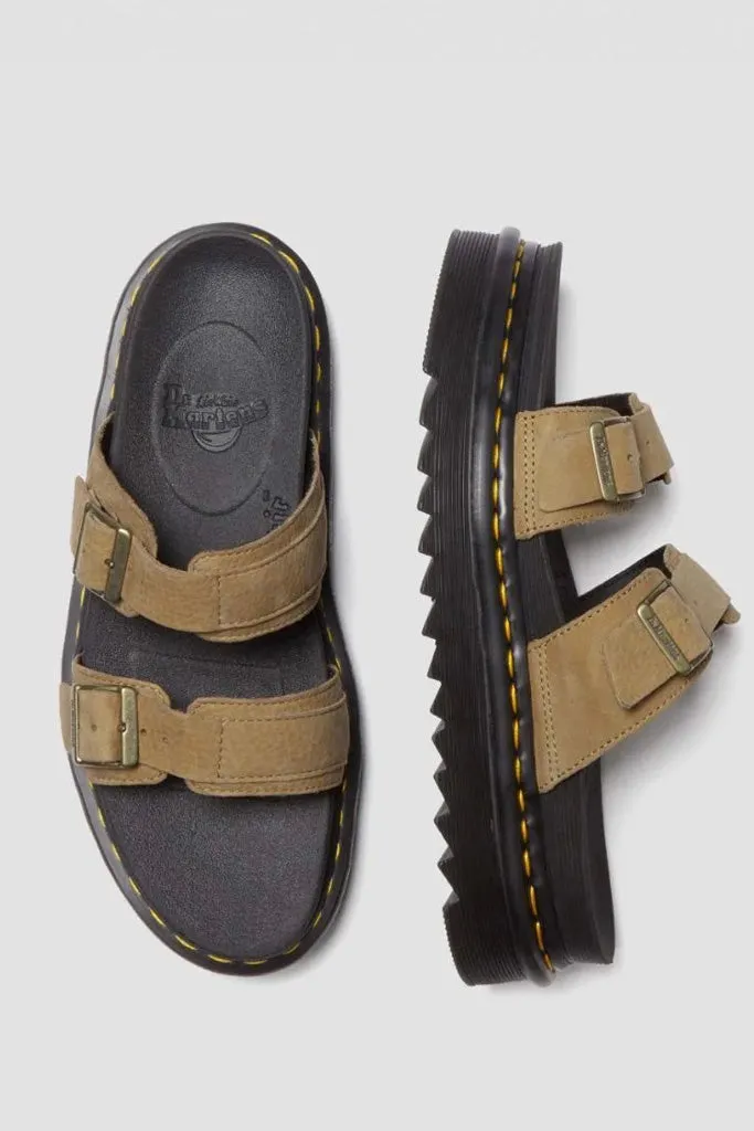 Dr Martens Myles Slide Sandal Savannah Tan Tumbled Nubuck