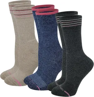 Dr. Motion Compression Crew Socks For Women Outdoor Hiking Walking With Enhanced Cushion And Breathable Arch Support 3 Pairs