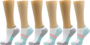 Dr. Motion Womens Low Cut Cushioned Breathable Compression Ankle Socks with Arch Support 6 Pairs
