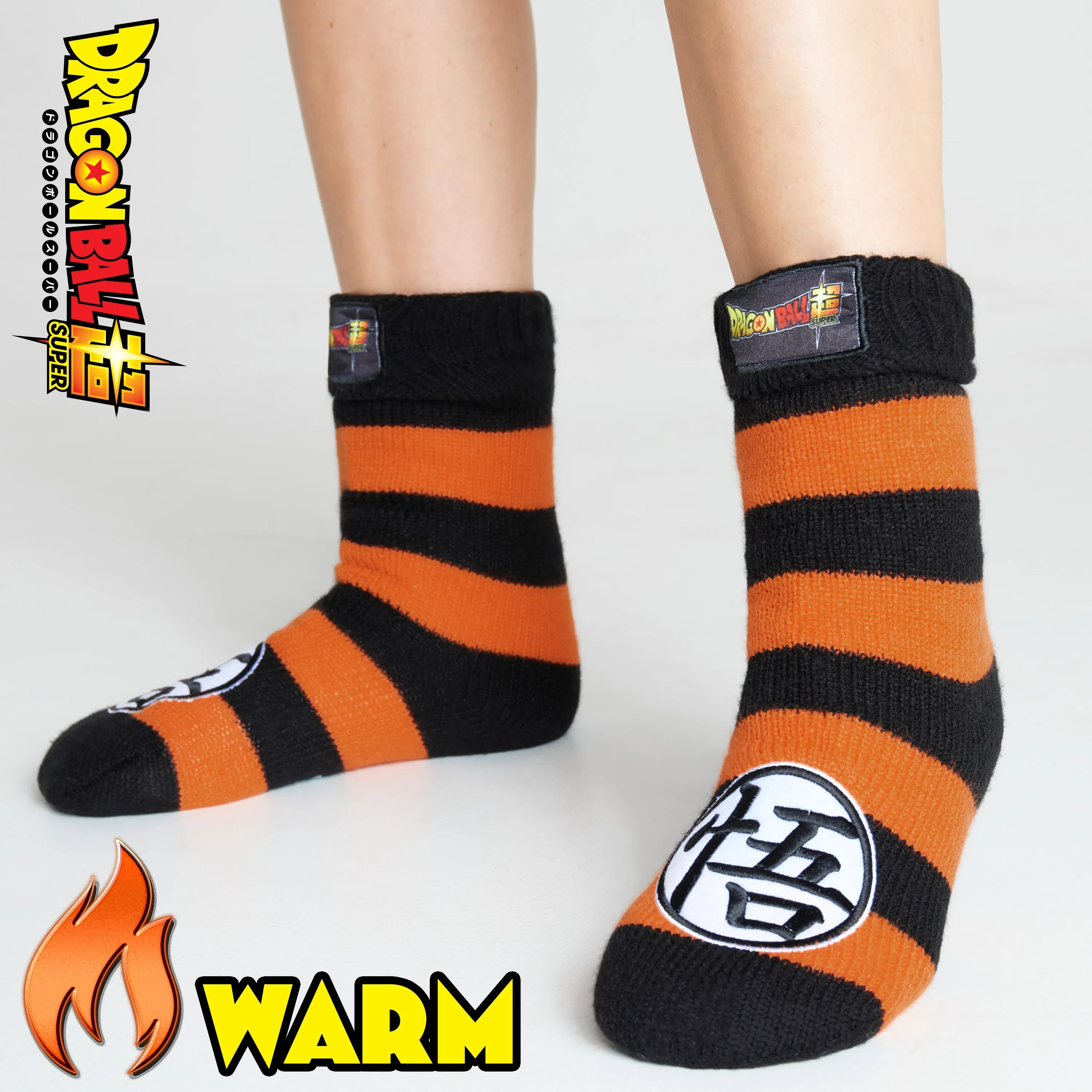 Dragon Ball Z Fluffy Socks for Boys - Black & Orange