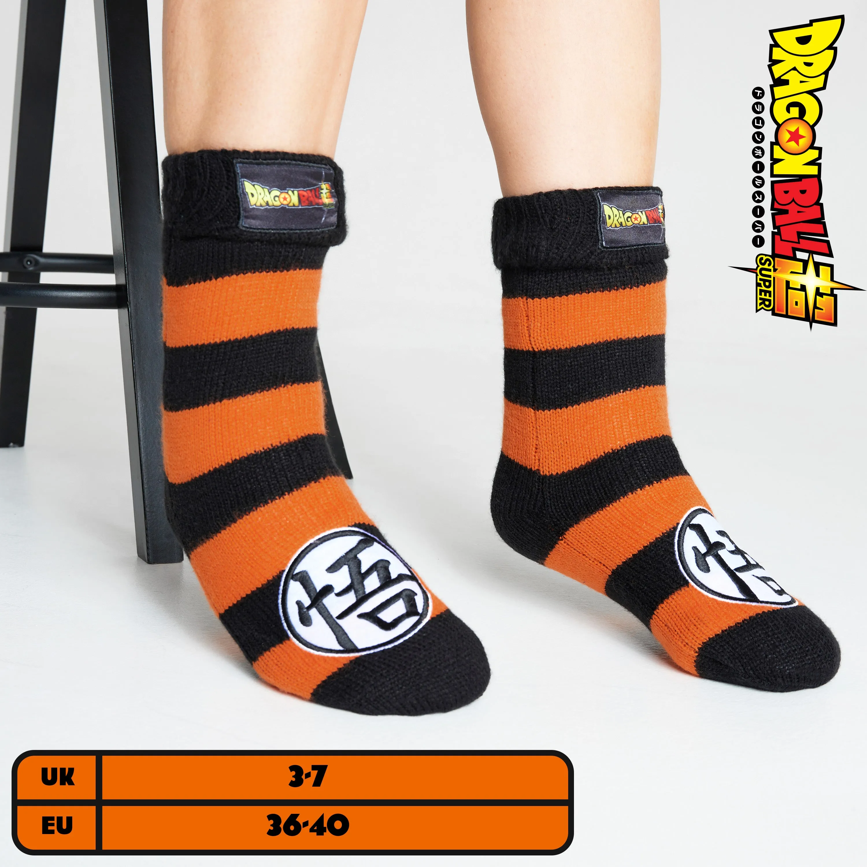 Dragon Ball Z Fluffy Socks for Boys - Black & Orange