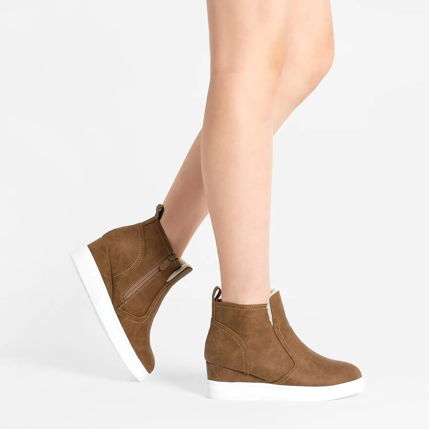 DREAM PAIRS Women’s Slip on High Top Wedge Sneakers Hidden Heel Platform Wedgie Ankle Booties