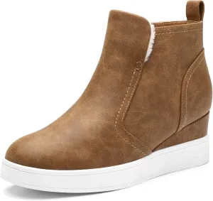 DREAM PAIRS Women’s Slip on High Top Wedge Sneakers Hidden Heel Platform Wedgie Ankle Booties