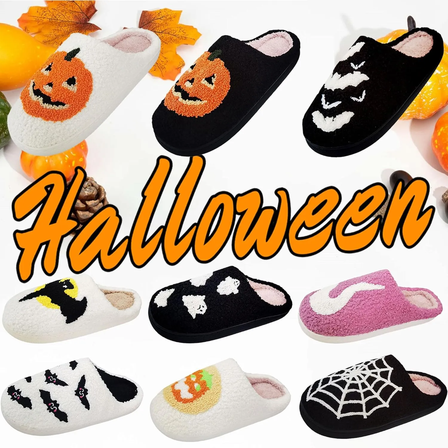 DRUGS ARE BAD Halloween Slippers for Women Men Spooky Lantern Pumpkin Slippers Soft Warm Plush House Indoor Outdoor Slippers
