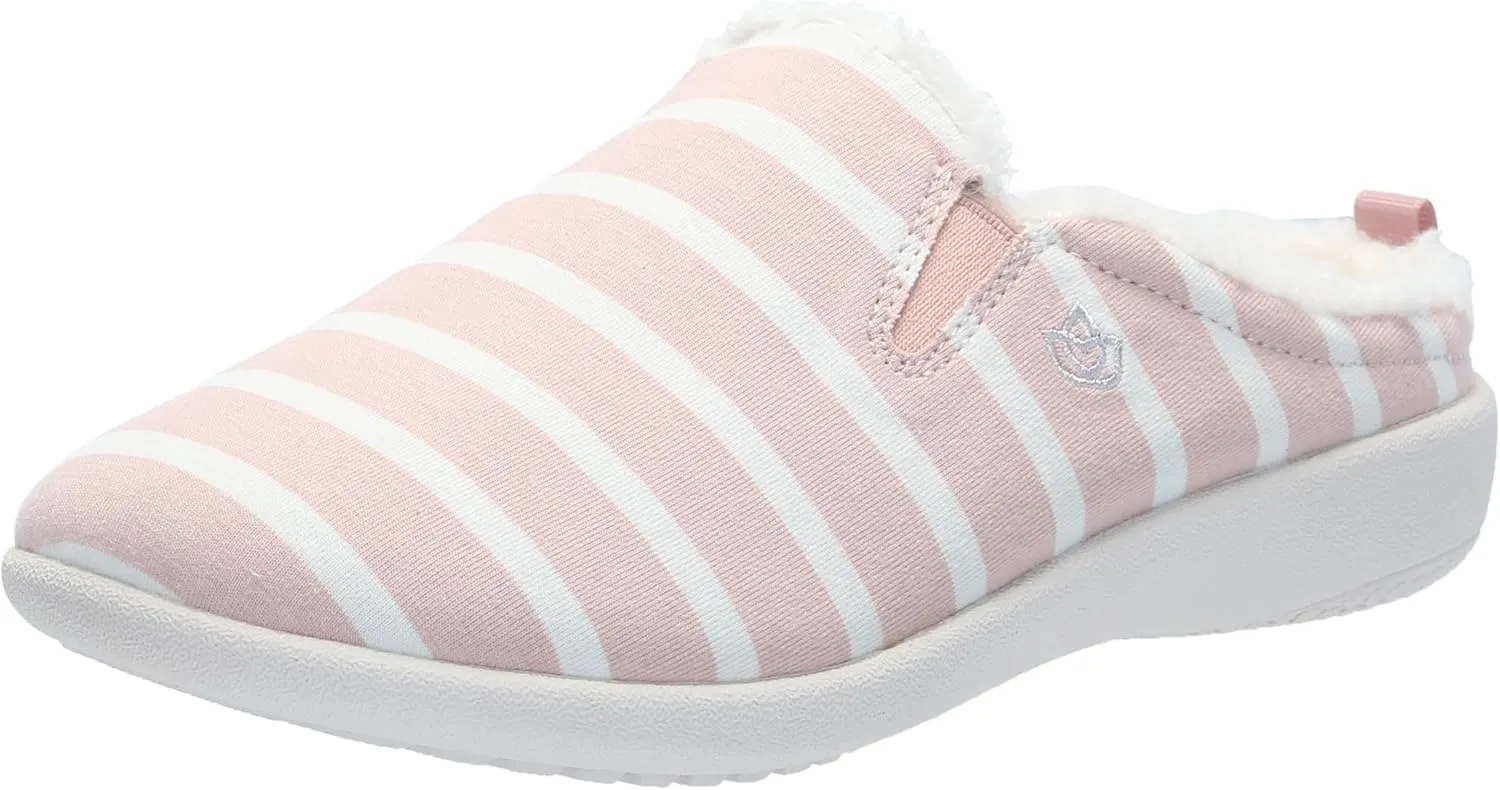 Dundee Stripe Slipper Grey/White / 7 Wide
