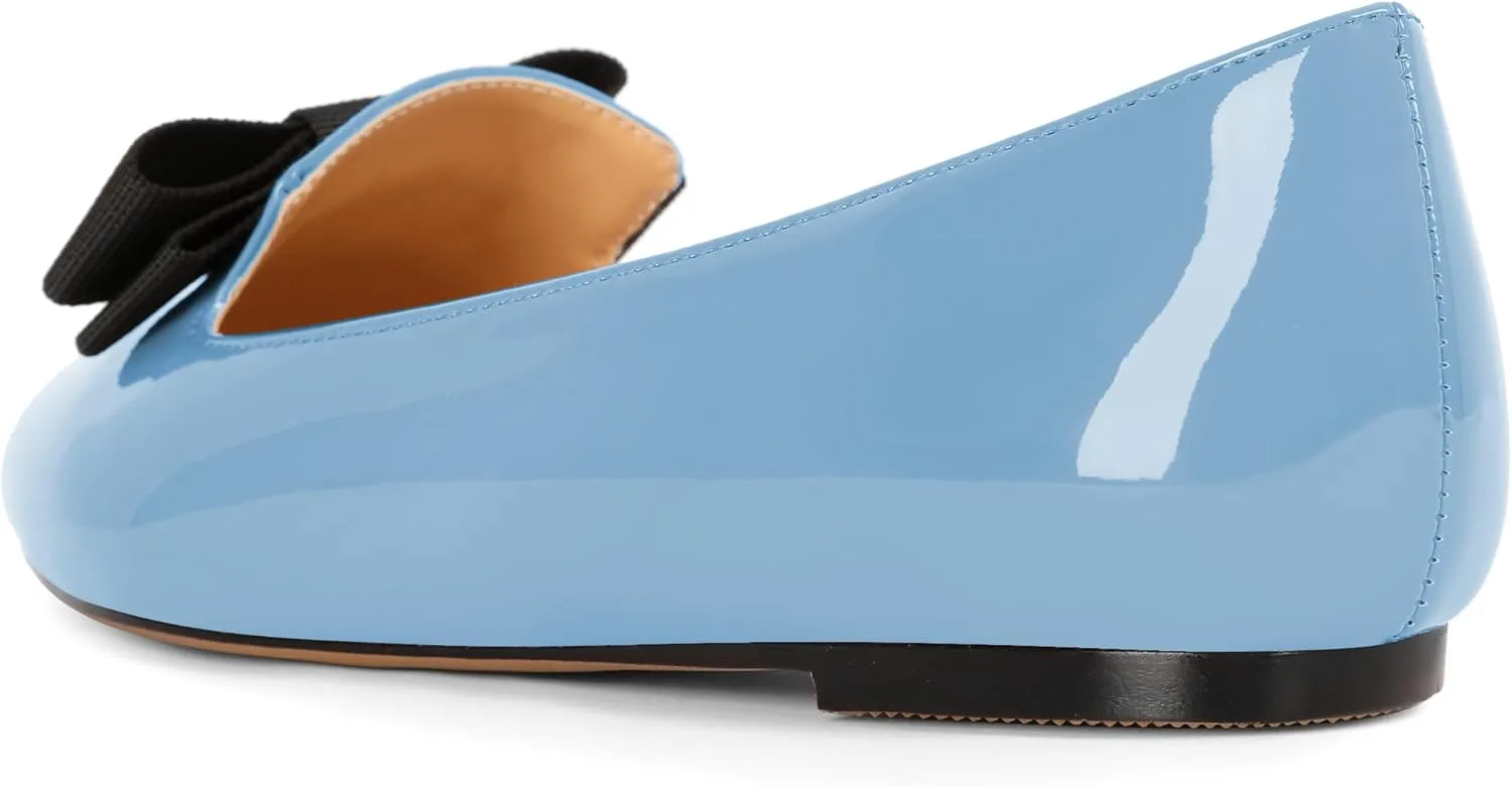 Eldof Women's Loafer Flat Pointed Toe Bow Tie Ballet Slip on Comfortable Dress Work Shoes