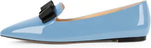 Eldof Women's Loafer Flat Pointed Toe Bow Tie Ballet Slip on Comfortable Dress Work Shoes