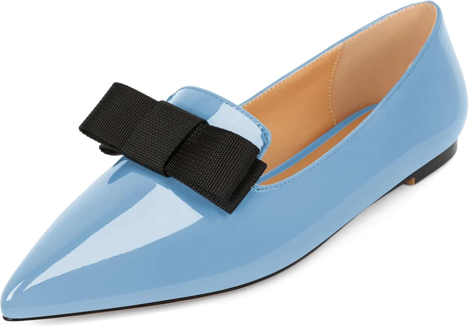 Eldof Women's Loafer Flat Pointed Toe Bow Tie Ballet Slip on Comfortable Dress Work Shoes