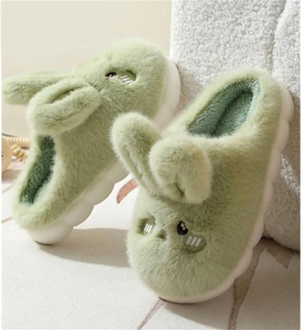 ELONEL Cute Rabbit Slippers for Women's Home - Couple Animal Anti-Slip and Warm External Wear With Soft Sole Plush