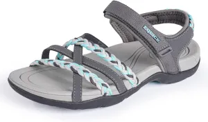 EQUICK Women Hiking Sandals Comfortable Walking Hook Loop Strap Sandals Beach Vacation Casual Sport Sandal