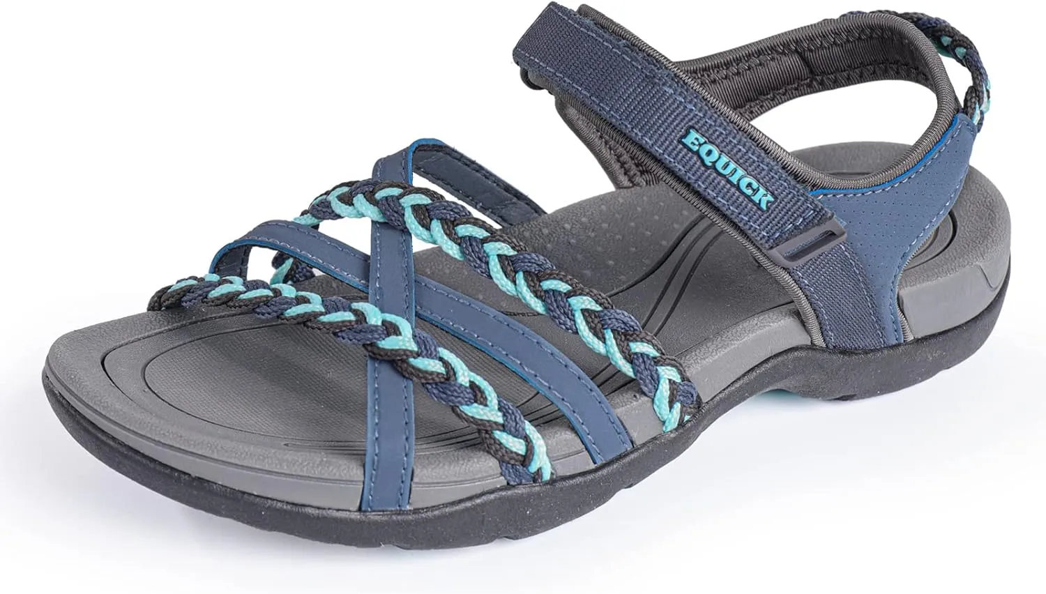 EQUICK Women Hiking Sandals Comfortable Walking Hook Loop Strap Sandals Beach Vacation Casual Sport Sandal