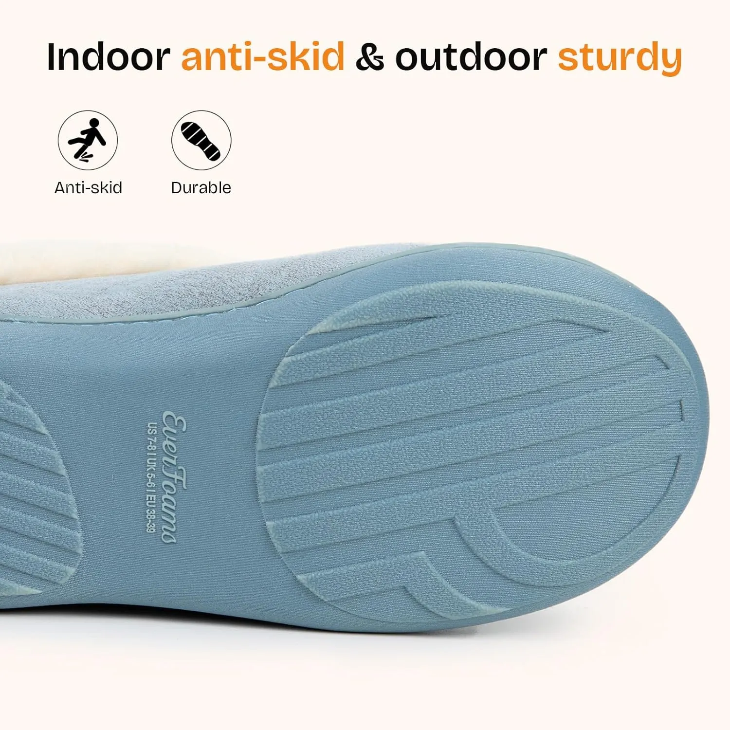 EverFoams Women's Micro Suede Cozy Memory Foam Winter Slippers with Fuzzy Faux Fur Collar and Indoor Outdoor Rubber Sole