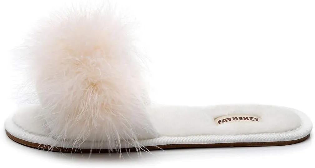 FAYUEKEY Fuzzy Slippers for Women Fluffy Furry House Bedroom Shoes