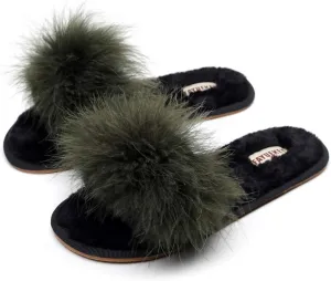 FAYUEKEY Fuzzy Slippers for Women Fluffy Furry House Bedroom Shoes