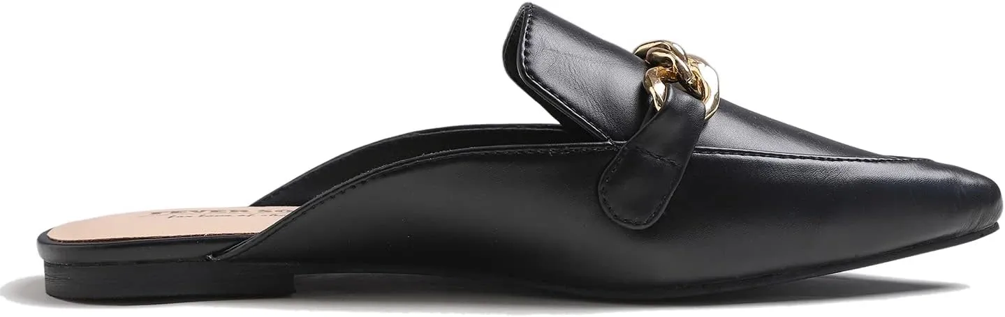 FEVERSOLE Women's Fashion Deco Mules Slip On Backless Slide Flats