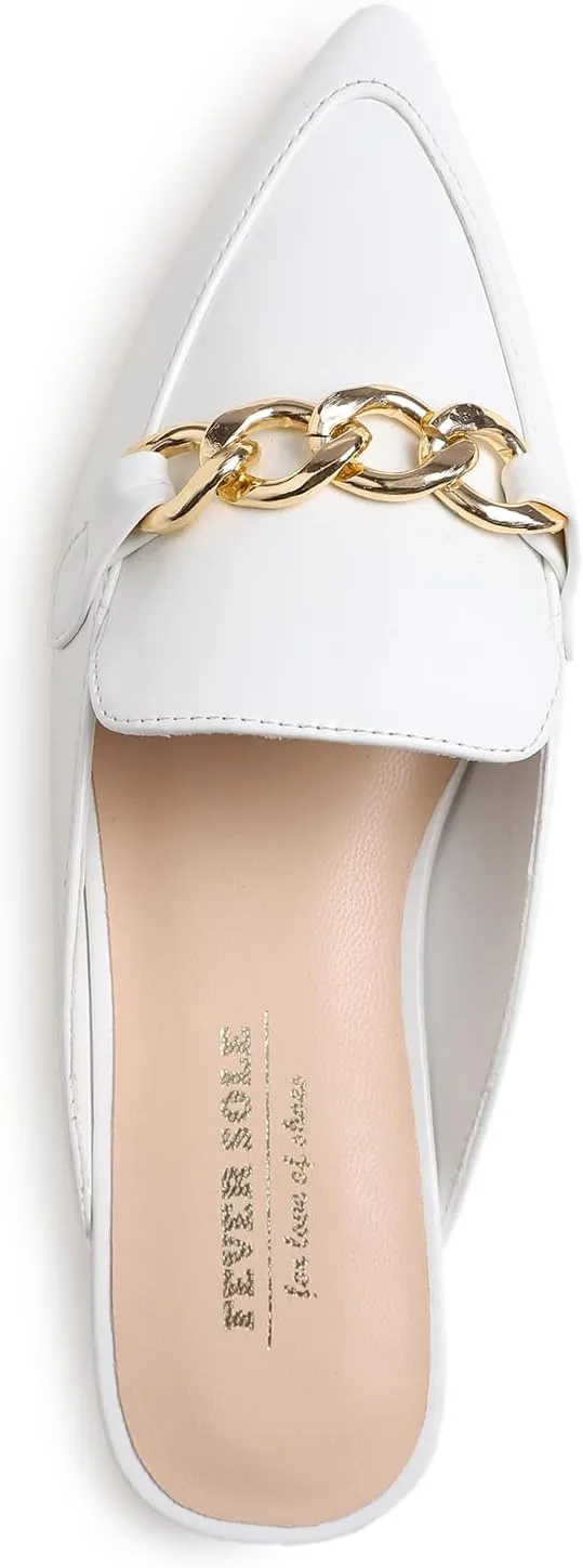 FEVERSOLE Women's Fashion Deco Mules Slip On Backless Slide Flats