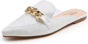 FEVERSOLE Women's Fashion Deco Mules Slip On Backless Slide Flats