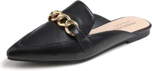 FEVERSOLE Women's Fashion Deco Mules Slip On Backless Slide Flats