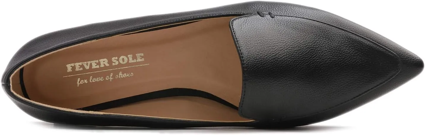 FEVERSOLE Women's Loafer Flat Pointed Fashion Slip On Comfort Driving Office Shoes