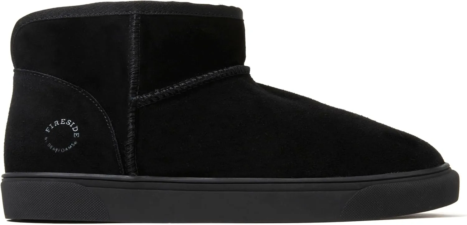 Fireside by Dearfoams Men's Bathurst Slipper Shearling Micro Bootie Indoor Outdoor House Shoe