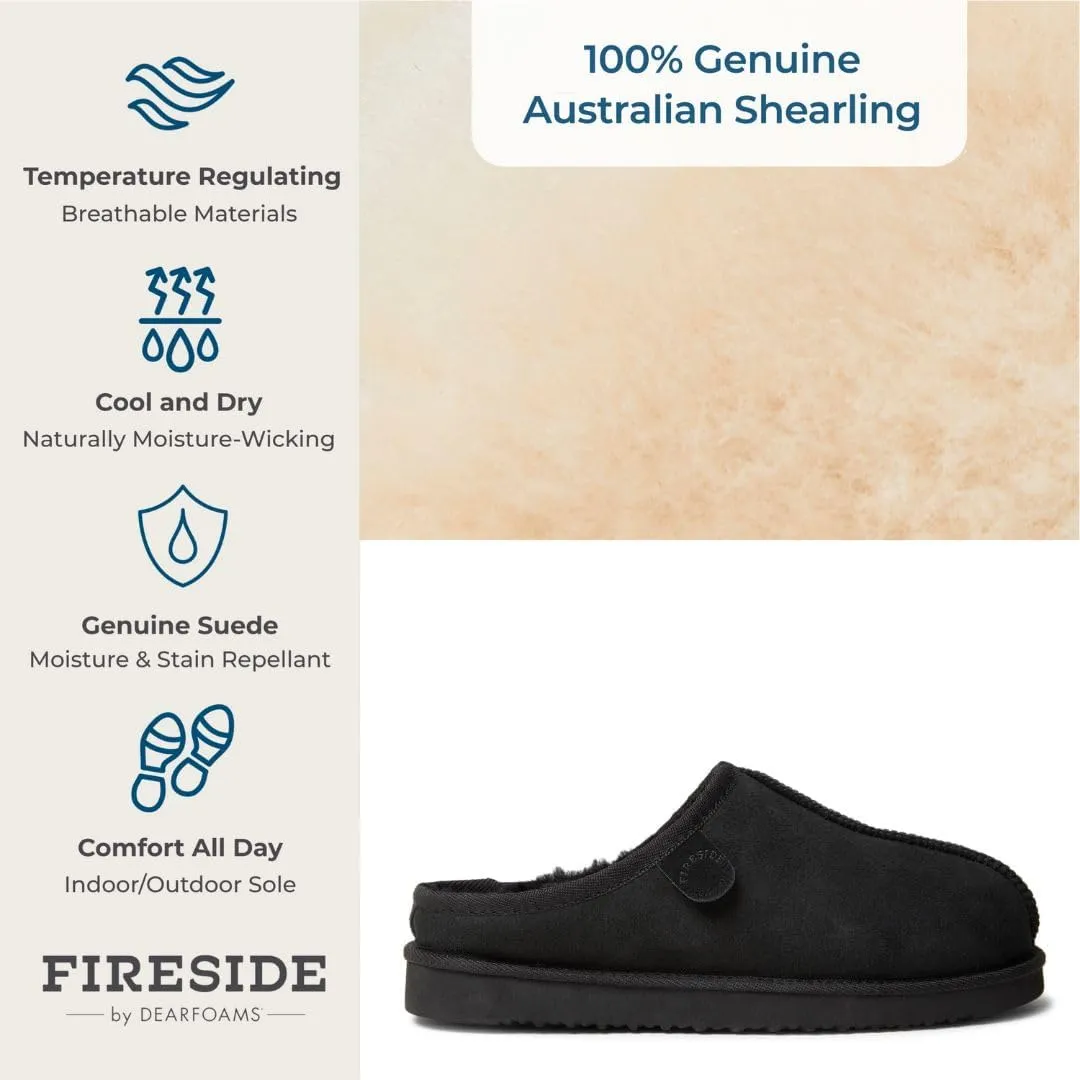 Fireside by Dearfoams Men's Grafton Genuine Shearling Indoor/Outdoor Clog