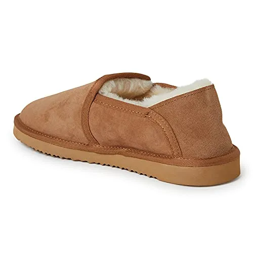 Fireside by Dearfoams Men's Hobart Shearling Closed Back Slipper, Chestnut, 13, 80400