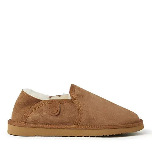 Fireside by Dearfoams Men's Hobart Shearling Closed Back Slipper, Chestnut, 13, 80400