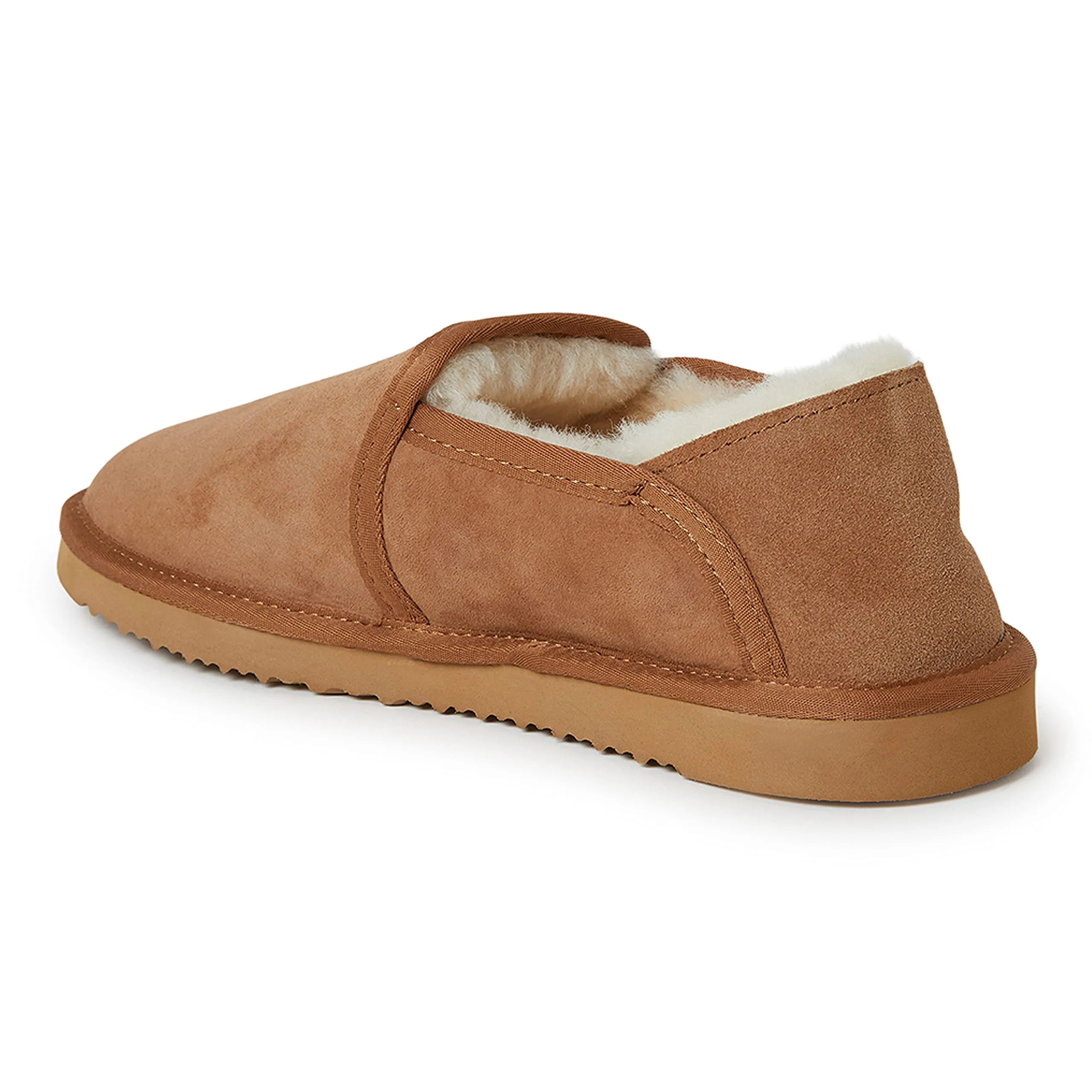 Fireside by Dearfoams Men's Hobart Shearling Closed Back Slipper, Chestnut, 13, 80400