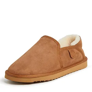Fireside by Dearfoams Men's Hobart Shearling Closed Back Slipper, Chestnut, 13, 80400