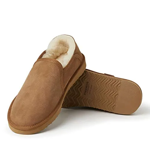 Fireside by Dearfoams Men's Hobart Shearling Closed Back Slipper, Chestnut, 13, 80400