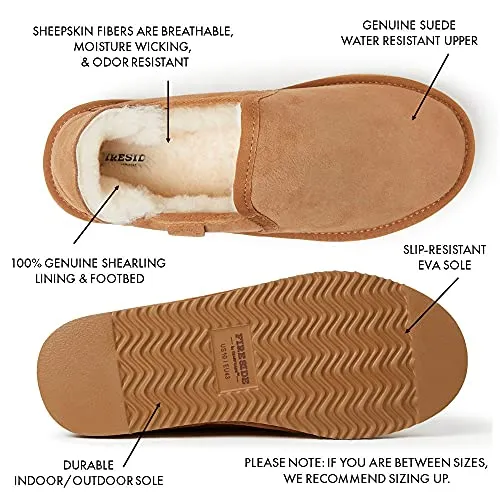 Fireside by Dearfoams Men's Hobart Shearling Closed Back Slipper, Chestnut, 13, 80400