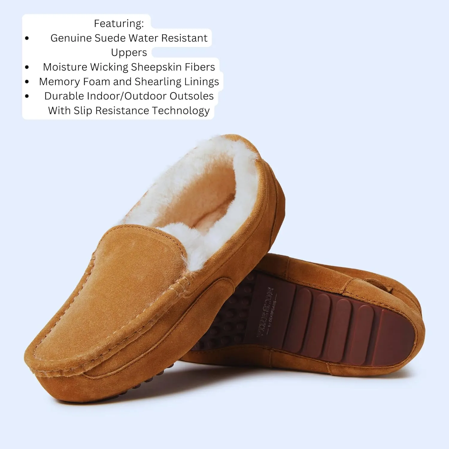 Fireside by Dearfoams Men's Melbourne Shearling Indoor/Outdoor Moccasin Slipper with Wide Widths