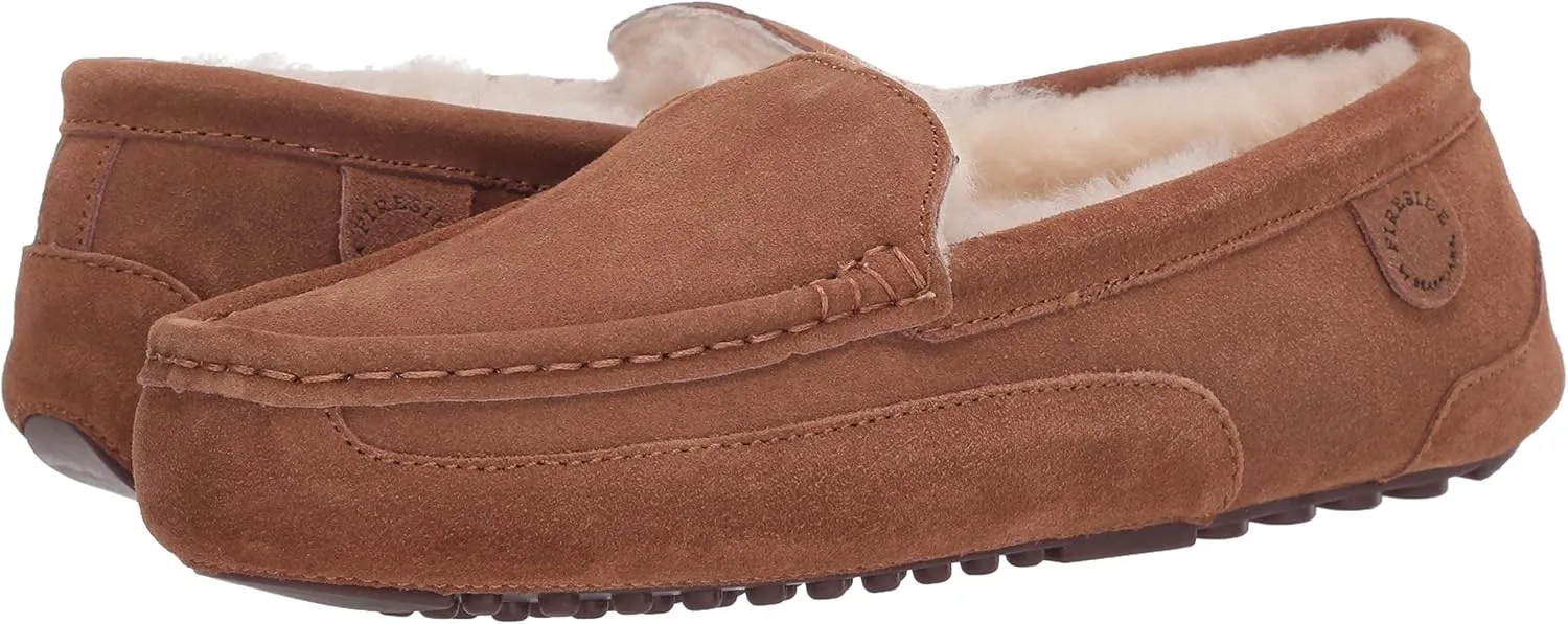 Fireside by Dearfoams Men's Melbourne Shearling Indoor/Outdoor Moccasin Slipper with Wide Widths