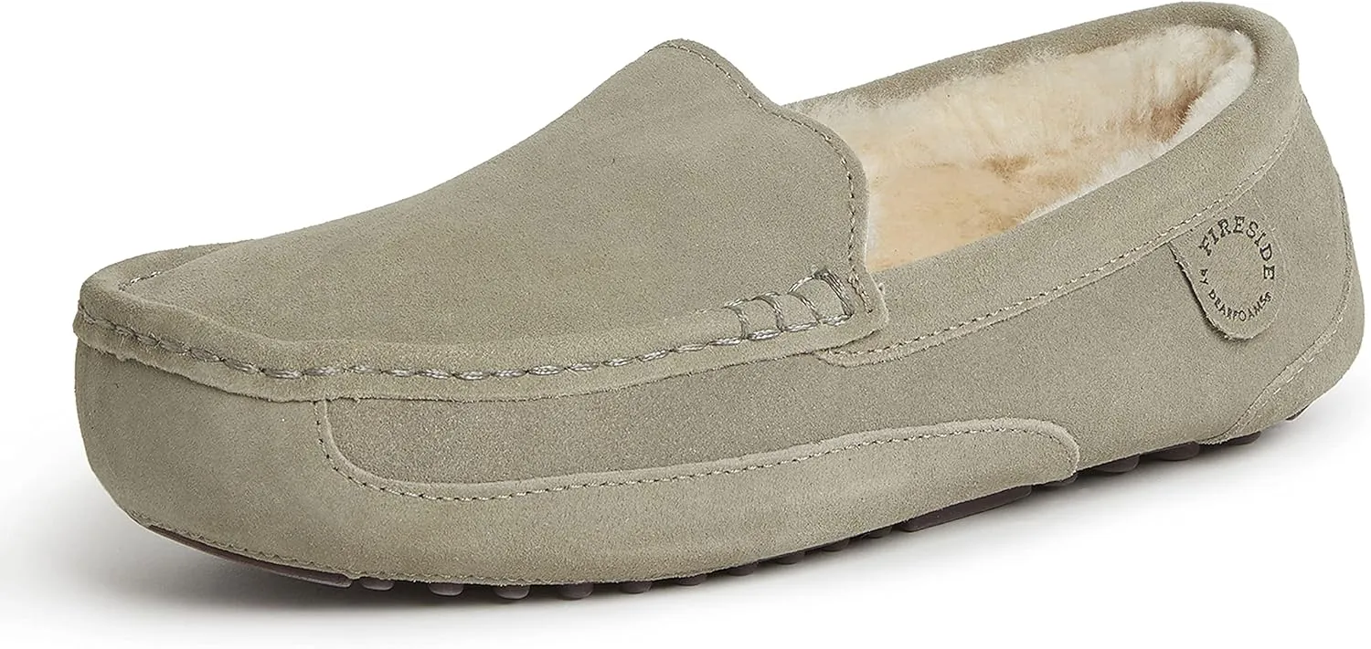 Fireside by Dearfoams Men's Melbourne Shearling Indoor/Outdoor Moccasin Slipper with Wide Widths