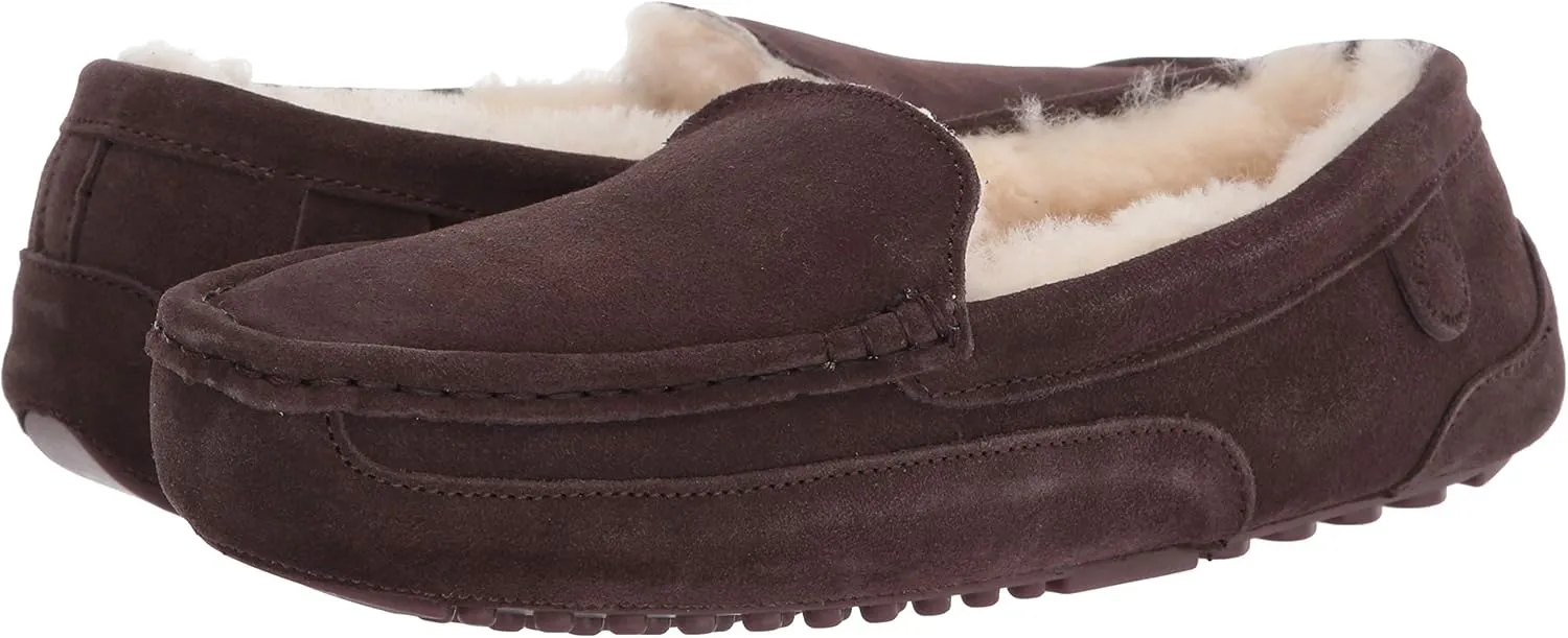 Fireside by Dearfoams Men's Melbourne Shearling Indoor/Outdoor Moccasin Slipper with Wide Widths