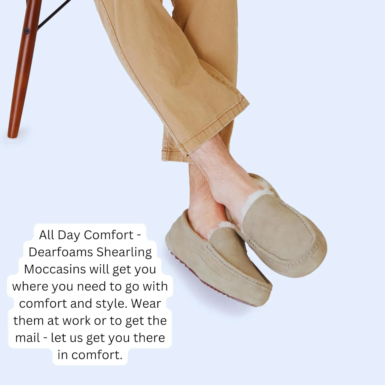 Fireside by Dearfoams Men's Melbourne Shearling Indoor/Outdoor Moccasin Slipper with Wide Widths