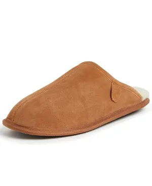 Fireside by Dearfoams Men's Warwick Water Resistant Genuine Shearling Scuff Slipper