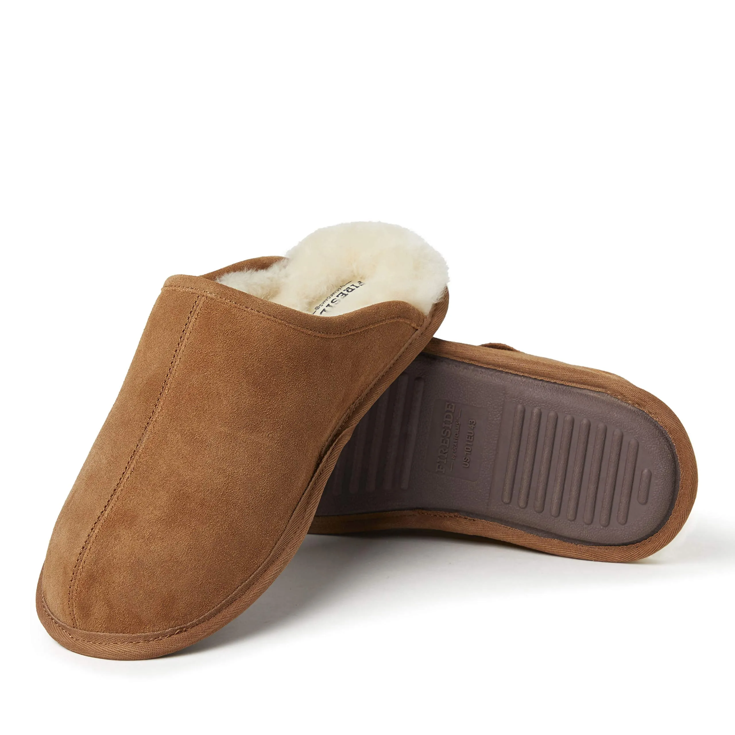 Fireside by Dearfoams Men's Warwick Water Resistant Genuine Shearling Scuff Slipper