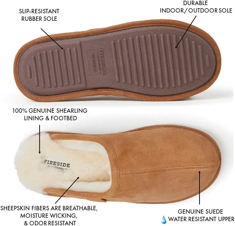Fireside by Dearfoams Men's Warwick Water Resistant Shearling Scuff Slipper