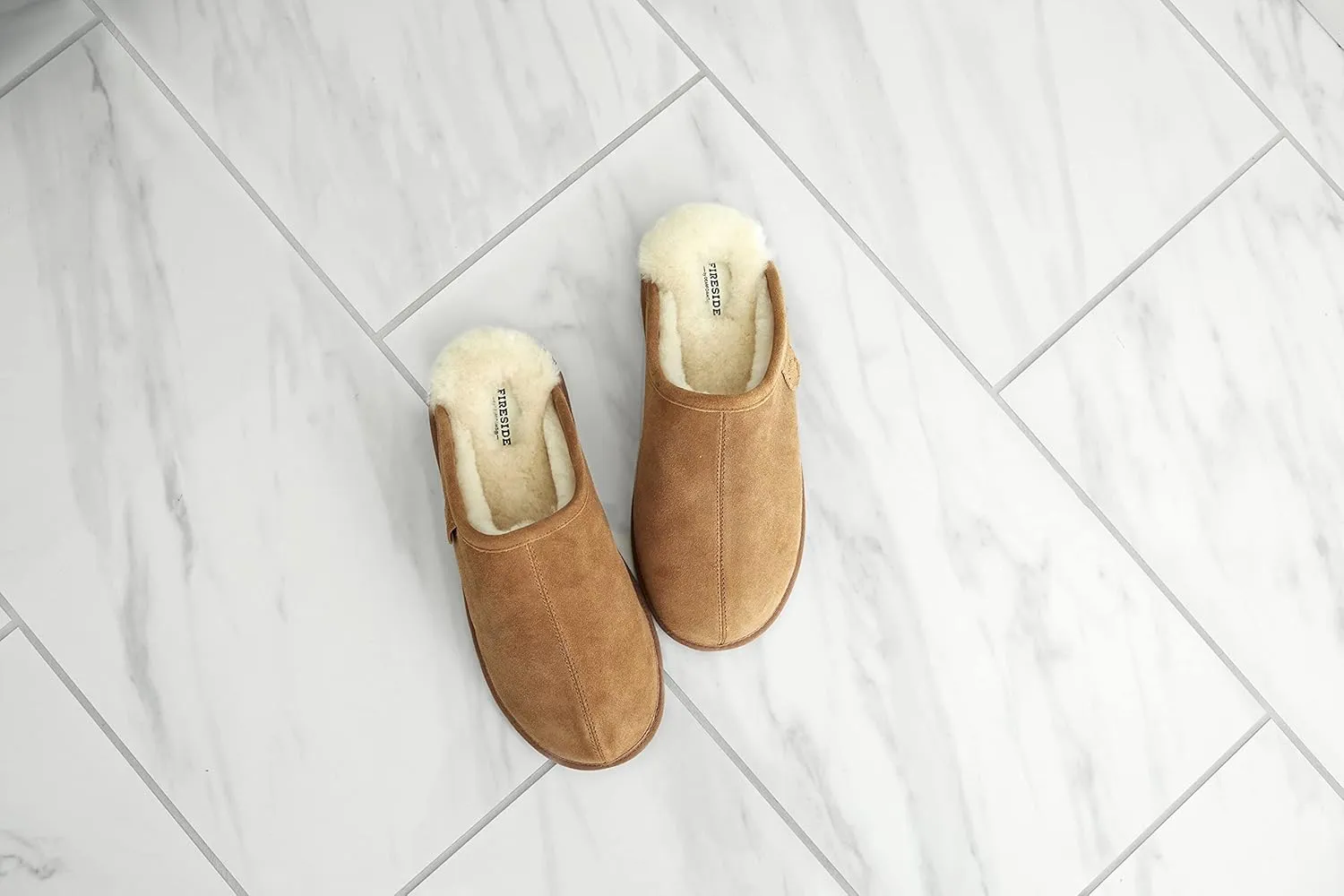 Fireside by Dearfoams Men's Warwick Water Resistant Shearling Scuff Slipper