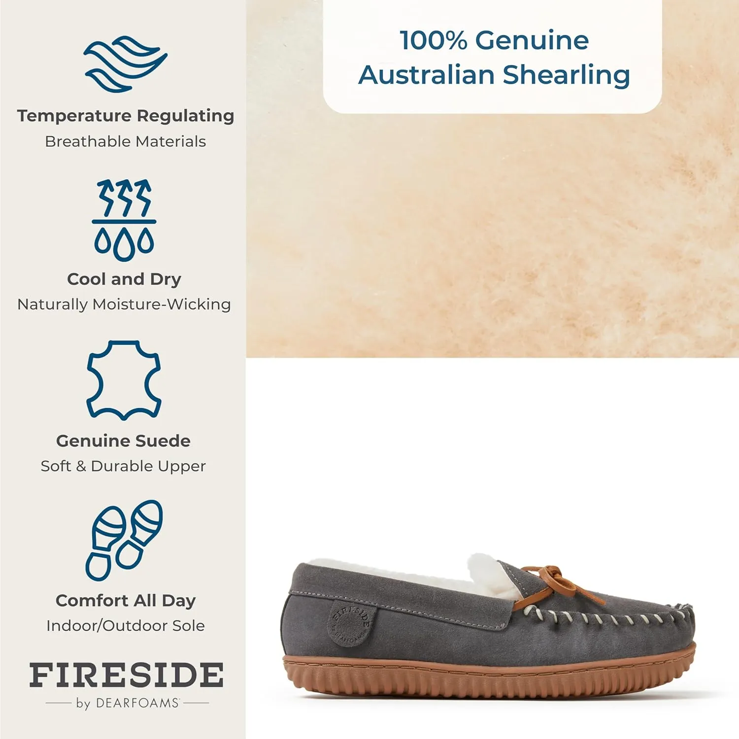 Fireside by Dearfoams Women's Alice Springs Shearling Indoor/Outdoor Moccasin Slipper