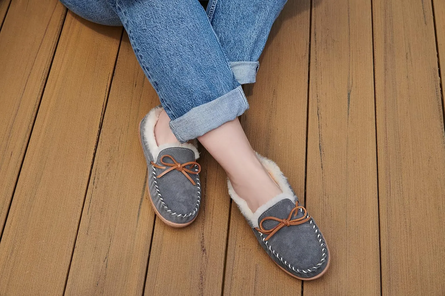 Fireside by Dearfoams Women's Alice Springs Shearling Indoor/Outdoor Moccasin Slipper