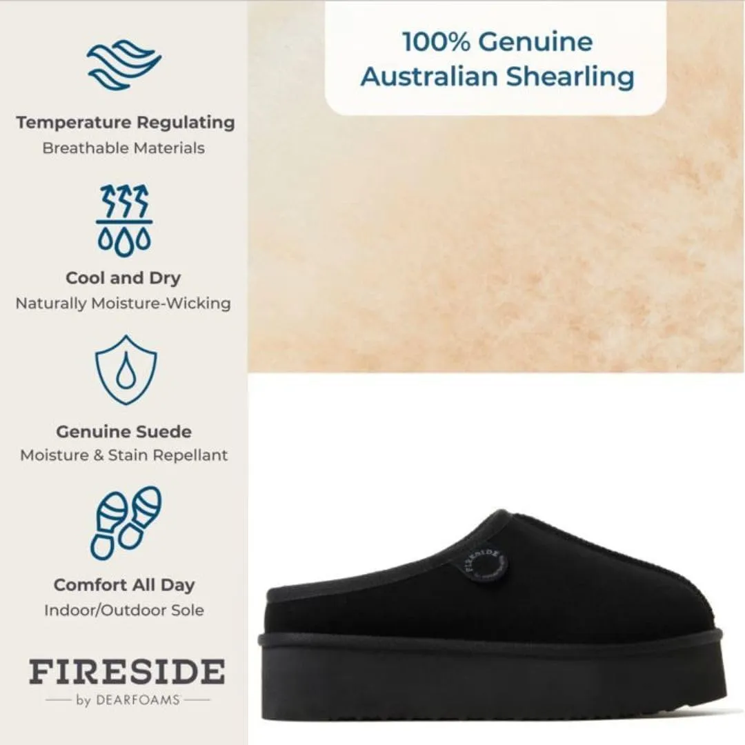 Fireside by Dearfoams Women's Greta Genuine Shearling Indoor Outdoor Clog