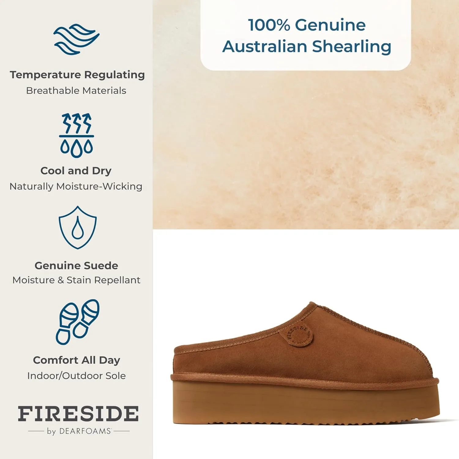 Fireside by Dearfoams Women's Greta Genuine Shearling Indoor Outdoor Clog