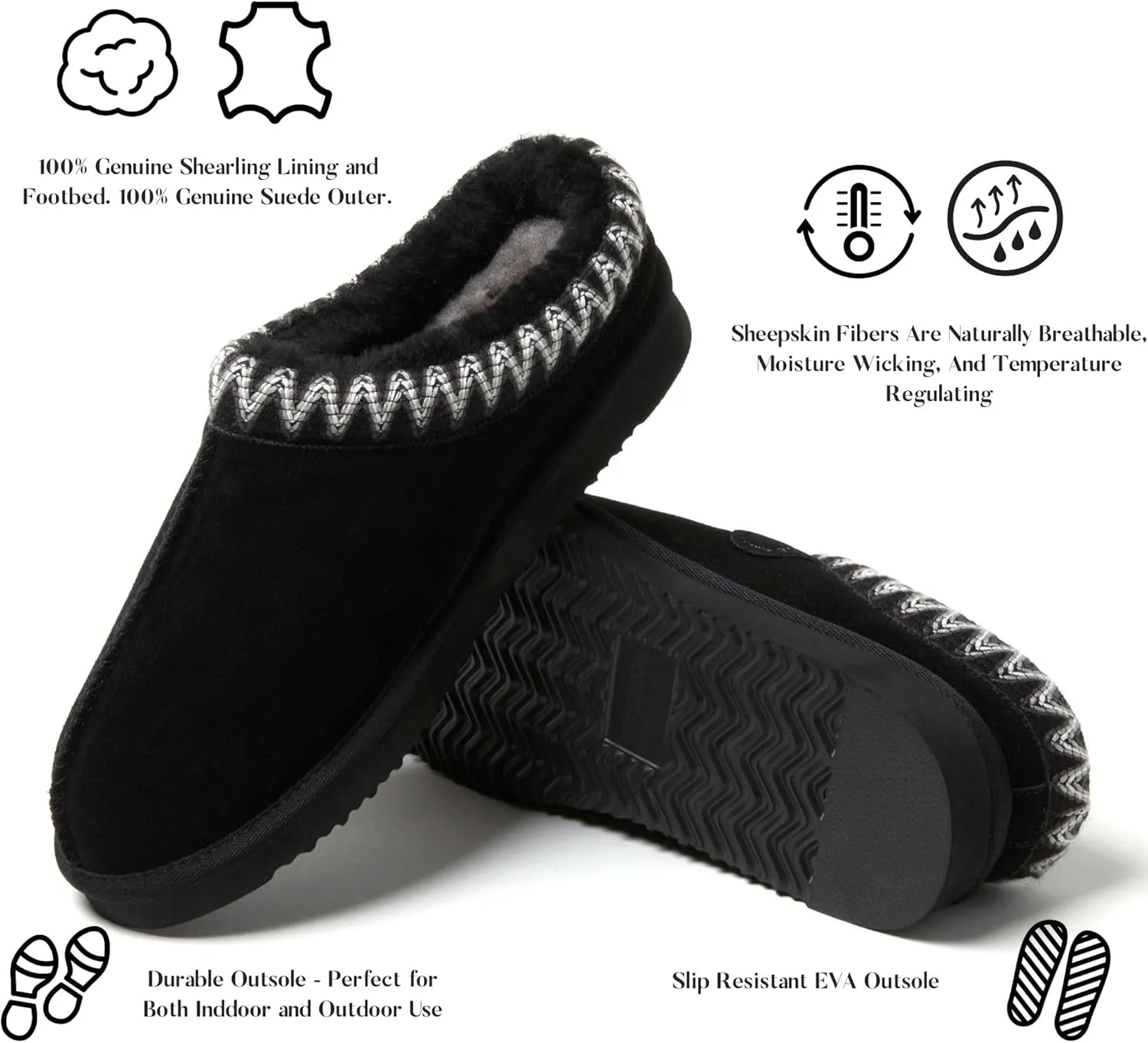Fireside by Dearfoams Women's Greta Genuine Shearling Indoor Outdoor Clog