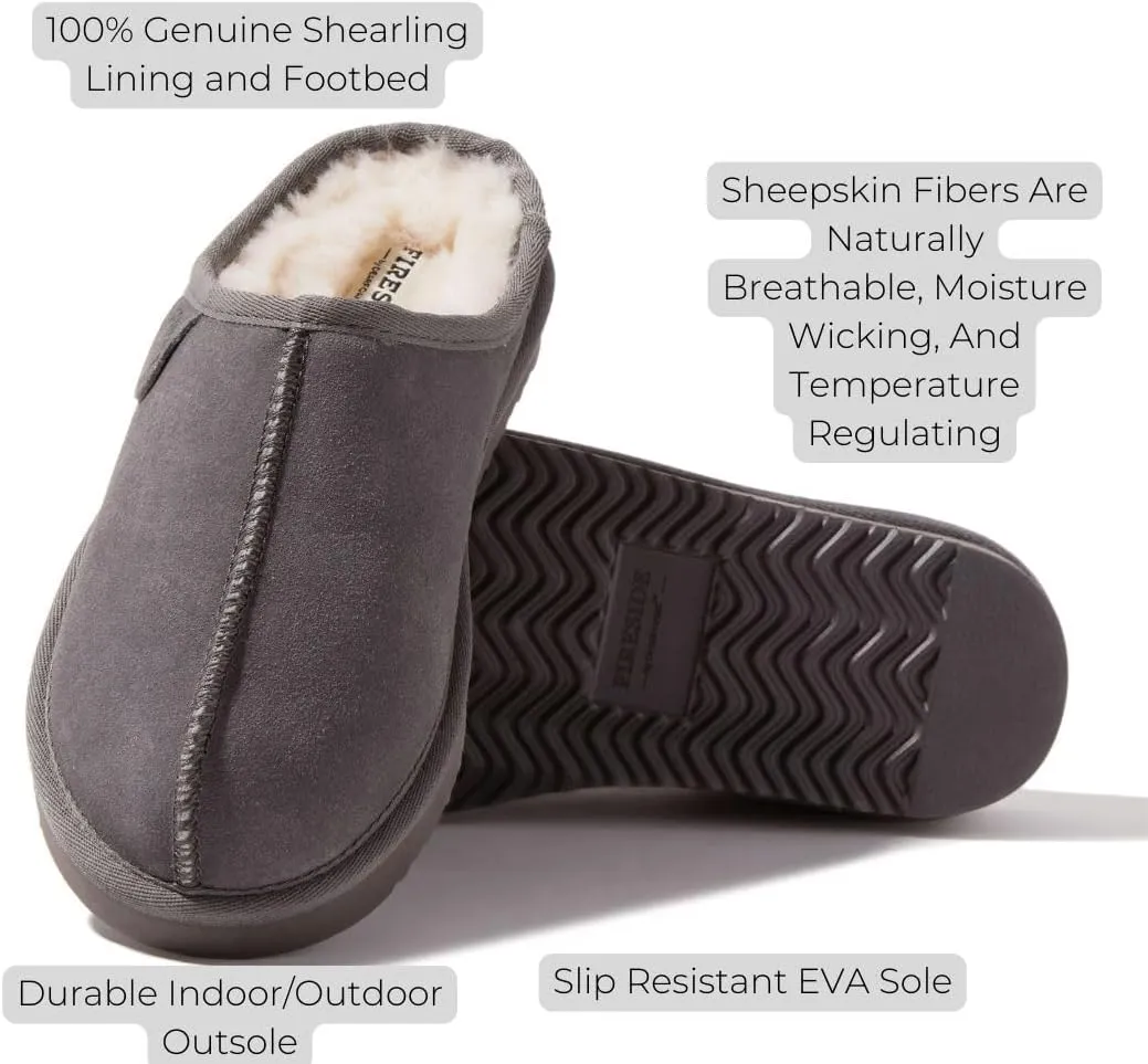 Fireside by Dearfoams Women's Greta Genuine Shearling Indoor Outdoor Clog
