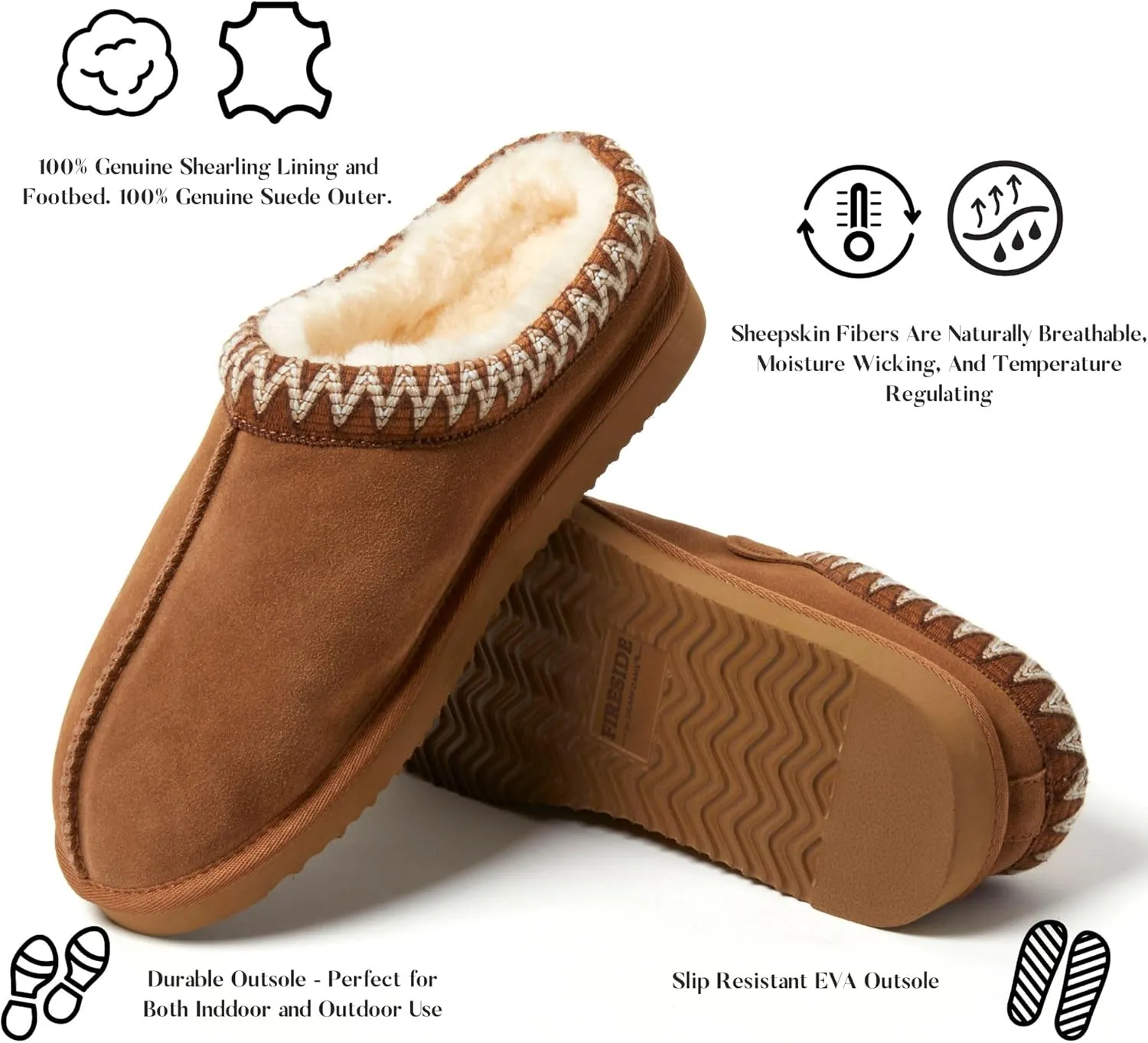 Fireside by Dearfoams Women's Greta Genuine Shearling Indoor Outdoor Clog