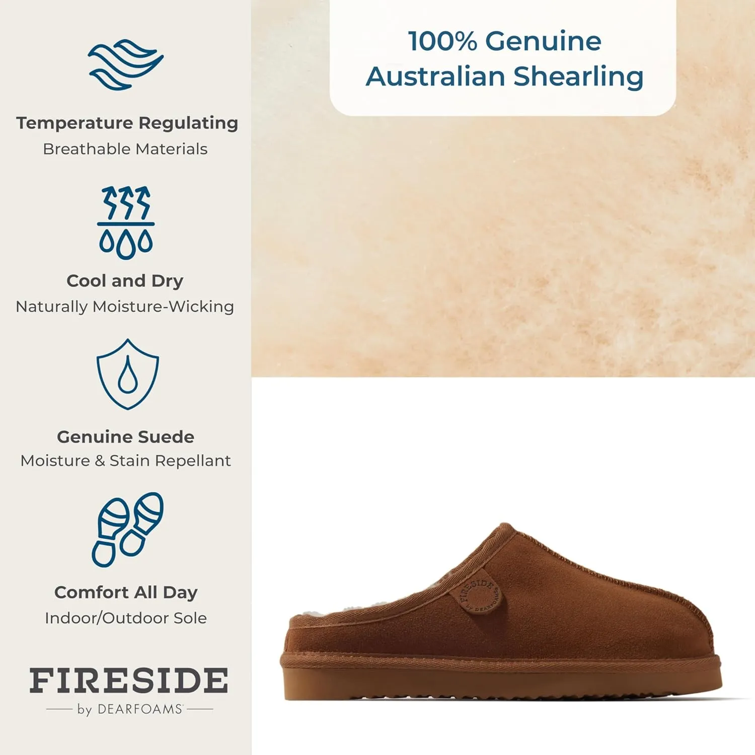 Fireside by Dearfoams Women's Greta Genuine Shearling Indoor Outdoor Clog